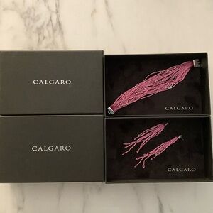 Calgaro Bracelet and earrings Set  pink silver New In Boxes